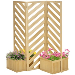 Aghana Digitals Outdoor Privacy Screen with 4 Self-Draining Planters, 3 Hinged Trellis Panels for - 1 of 4