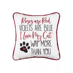 C&F Home 10" x 10" Love My Cat More Embroidered Throw Pillow Valentine's Day Themed
