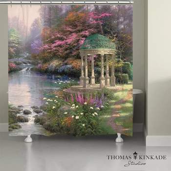 Thomas Kinkade The Garden of Prayer Shower Curtain - Multicolored