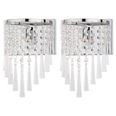 (Set of 2) 10.1" Tilly Beaded Wall Sconce Chrome/Clear - Safavieh