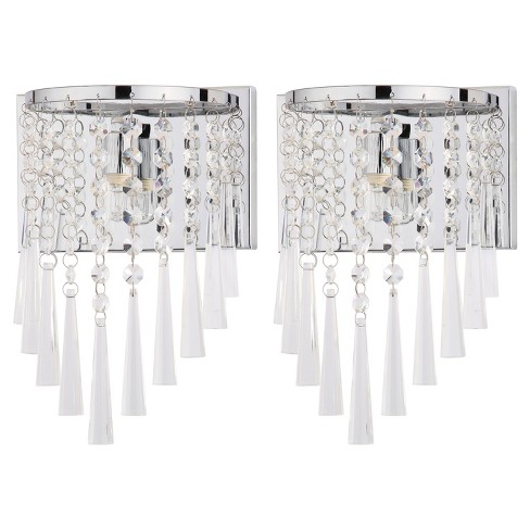 Set Of 2 10 1 Tilly Beaded Wall Sconce Chrome Clear Safavieh Target