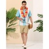 Lars Amadeus Men's Beach Striped Short Sleeve Hawaiian Color Block Button Shirts - 3 of 4