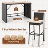 Costway 7 Pieces Patio Bar Set with Acacia Wood Tabletop & Removable Cushions Outdoor - 3 of 4