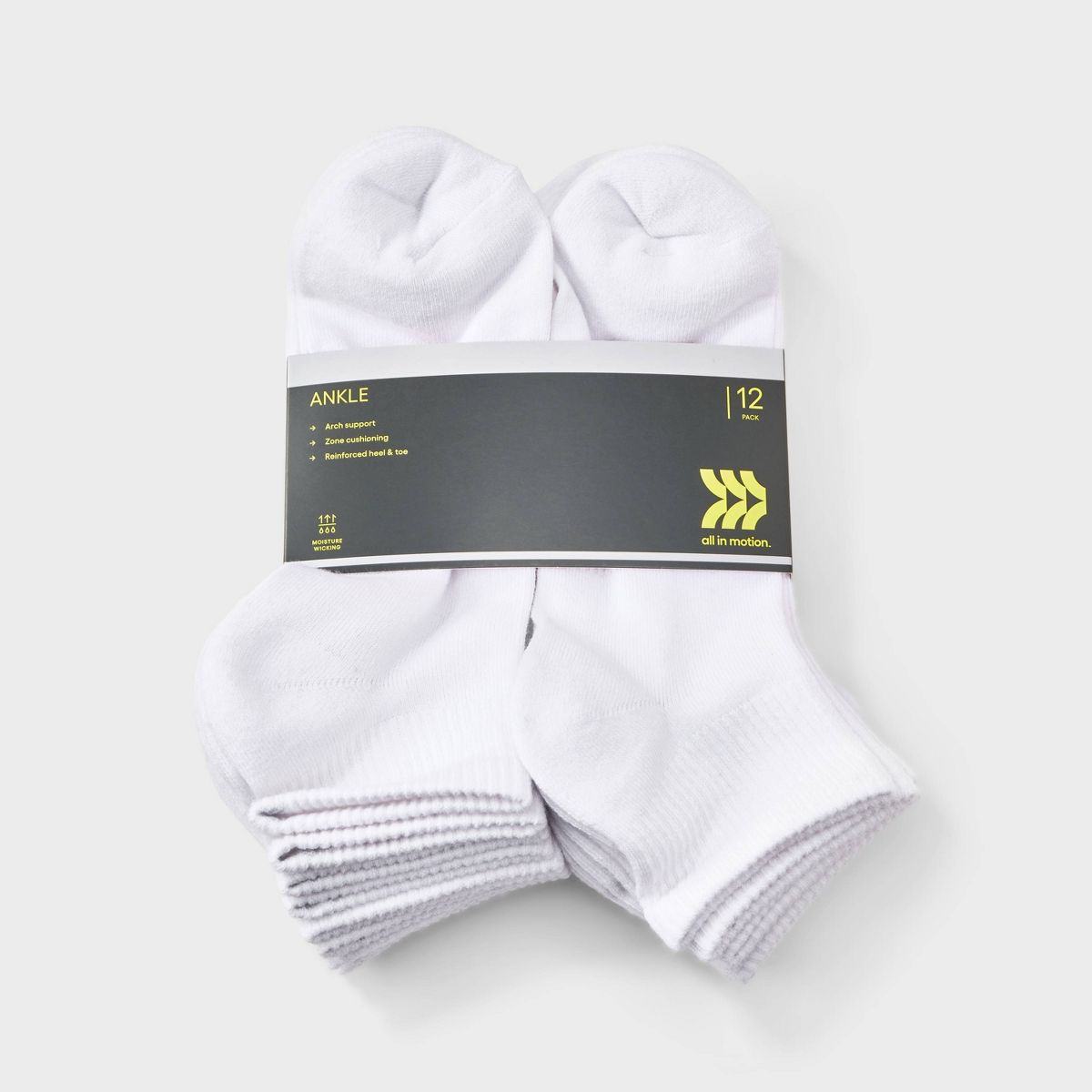 Men's New 12pk Value Ankle Socks - All In Motion™ 6-12 - thumbnail 2