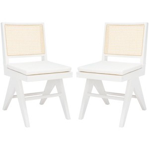 Colette Rattan Dining Chair (Set of 2) - SFV4132 - White/Natural - Safavieh Couture - 1 of 4