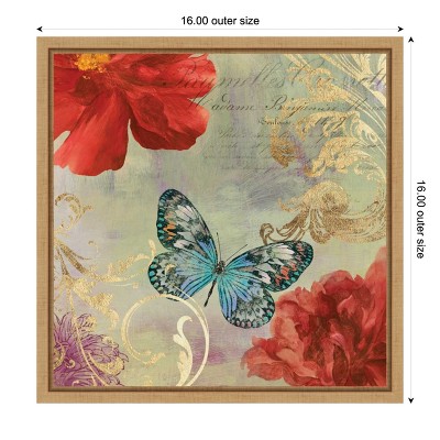Cottage Red and Blue Butterfly Canvas Wall Art Print
