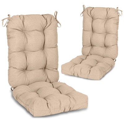 Aoodor Outdoor 42"x 20" x5" Tufted Back Cushions Patio Replacement Chair Cushion with Ties, Water and Fade Resistant for All Weather, Set of 2