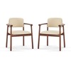 QingMoon Mid-Century Dining Chairs Set of 2, PU Upholstered Kitchen Chairs with Sturdy Rubber Wood Frame and Curved Backrest for Home Living Room - 3 of 4