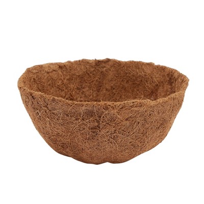 Black Metal Hanging Planter Pots with Coco Liners, 8 x 17.5 inches, Set of 2