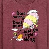 Women's - Dr. Seuss - Don't Worry Go Along Lightweight French Terry Wide Neck Long Sleeve Shirt - 2 of 4