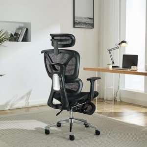 Ergonomic Office Chair with Footrest, Reclining High Back Mesh Office Chair with Dynamic Lumbar Support, Swivel Task Chair - 1 of 4
