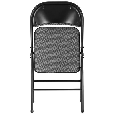 Elama 4 Piece Black and Gray Metal Folding Chairs with Padded Seats