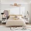 FUFU&GAGA White Three Drawer Nightstand with Mirrored Floral Decorative Top Bedside Table White - 3 of 4