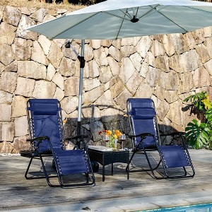 JIONJOY Folding Zero Gravity Metal Steel Outdoor Patio Sling Chaise Lounge Chair with Headrest (Set of 2) - 1 of 4