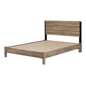 South Shore Queen Munich Platform Bed Set Weathered Oak : Laminated MDF Frame, No Box Spring Needed - 1 of 4