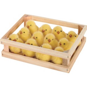Transpac Resin 1.75 in. Yellow Easter Fuzzy Chicks In Box Set of 12 - 1 of 2
