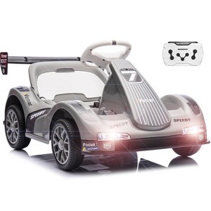 Electric Go Kart Ride On Car for Kids, 2 Motors with Remote Control, Safety Belt, Speed Adjustment, LED Lights & Music - 1 of 4