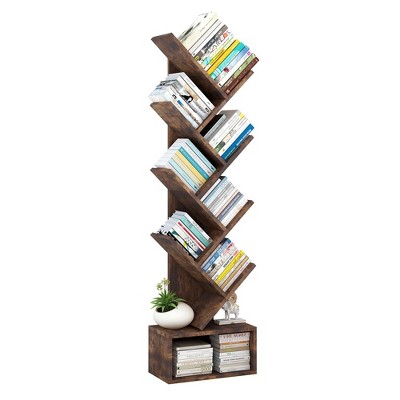 Trinity 8-tier Tree Bookshelf With Storage, Wooden Floor Standing ...