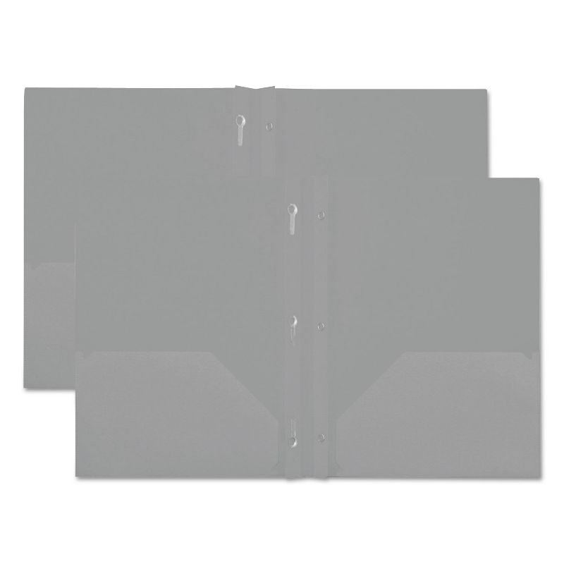 Universal Plastic Twin-Pocket Report Covers with 3 Fasteners 100 Sheets White 10/PK 20554, 2 of 6