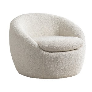 TIRAMISUBEST Modern Fabric Barrel Chair, 360¡ãSwivel for Living Room/Bedroom/Study, White - 1 of 4