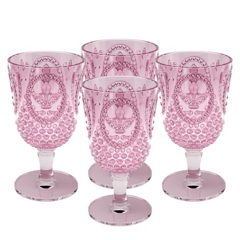 Stackable Stemmed Wine Glasses in Pink Orange | Acrylic | Set of 4