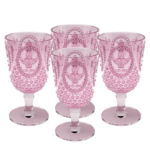 Elle Decor Acrylic Wine Goblets, Set of 4, 15-Ounce, Unbreakable Acrylic  Wine Glasses, Shatterproof Long Stemmed Glasses, Bar Drinking Cups, Plum
