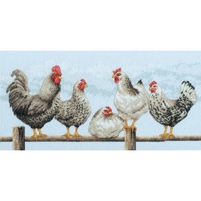 Dimensions Counted Cross Stitch Kit 16"X8"-Black & White Hens