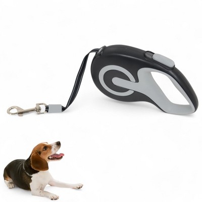 Alilang Retractable Dog Leash with Easy One-Button Brake and Lock - 16ft Strong Nylon Tape, Ergonomic Anti-Slip Handle for Comfortable Grip, Black