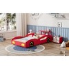 NicBex Twin Race Car-Shaped Platform Bed Frame with Wheels for Kids,Solid Wood Slats Support,No Box Spring Needed,Easy Assembly,Red - 4 of 4
