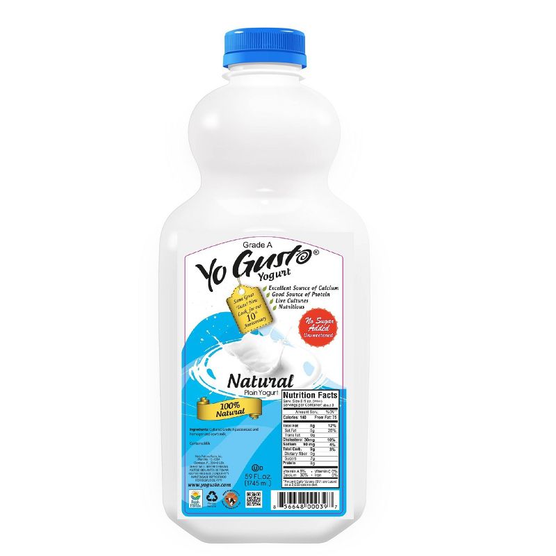 YoGusto 3.25% Fat No Sugar Added Plain Yogurt - 59 fl oz, 1 of 2
