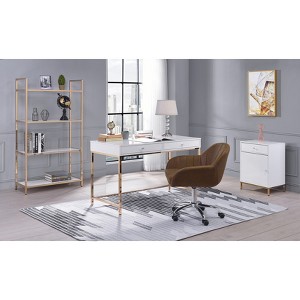 XIYUYEU Home Office Desk 47.5" L Morden Writing Desk with 2 Drawers and Gold Metal Legs - 1 of 4