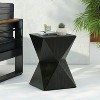 Lirago,14.25" Black Concrete Side Table with Rustic Texture - Geometric Hourglass Design, Hand-Painted, Patio Accent - 3 of 4