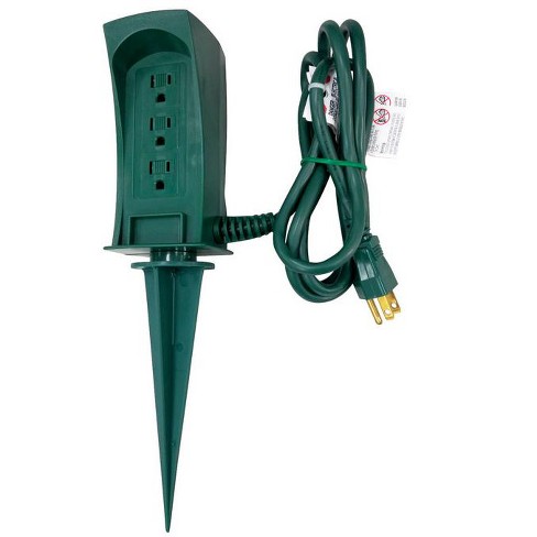 Projex 6 Ft. L 3 Outlets Yard Stake Power Strip Green : Target