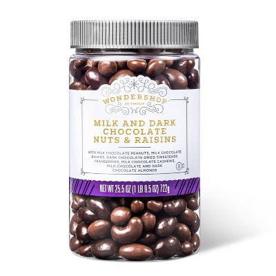 Milk and Dark Chocolate Nuts & Raisins Trail Mix - 25.5oz - Wondershop™