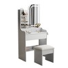 DOMETOUR Vanity Desk with Mirror, Lights & Hair Dryer Holder, Chair, Adjustable Lighting, 3 Drawers, White Color - 4 of 4