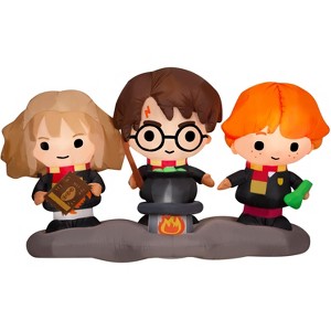 Harry Potter Airblown Inflatable Harry, Ron, and Hermione w/Cauldron Scene WB, 4.5 ft Tall, Black - 1 of 4