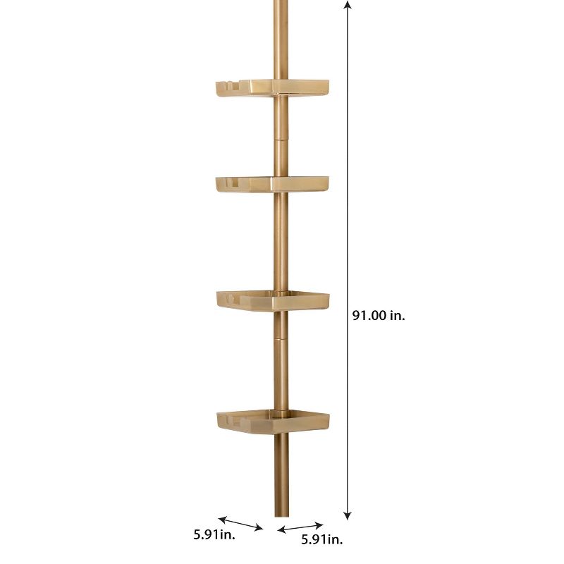 4 Tier Tension Corner Shower Caddy White/Gold - Bath Bliss, 4 of 7