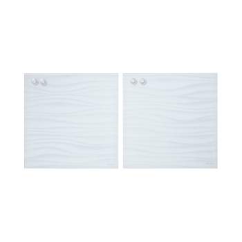 ECR4Kids MessageStor 17.5in x 17.5in Magnetic Dry-Erase Glass Boards and 4 Magnets, 2-Pack