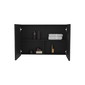 SEVOBAL Bathroom Storage Cabinets 19.7 High Double Door Mirror Medicine Cabinets with Shelves for Bathroom Kitchen, Black, 36.3"*24.9"*4.4" - 1 of 4