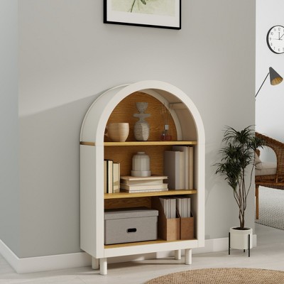Lycvki Modern Wooden Arched Bookcase with 3 Shelves
