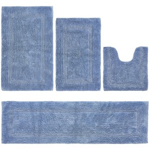Lux Premium 100% Cotton Tufted Solid Reversible 4 Piece Bath Rug Set – Ultra-Soft, Water-Absorbent, Durable, Machine Washable Bathroom Rug - 1 of 4