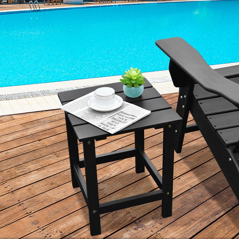 Costway 2 PCS Patio 15'' End Side Coffee Table Square Wooden Slat Deck White\Black\Gray, 4 of 11