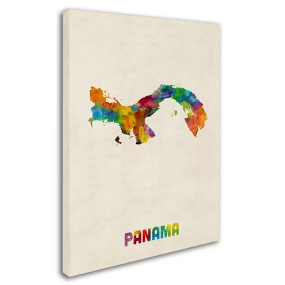 Trademark Fine Art -Michael Tompsett 'Panama Watercolor Map' Canvas Art