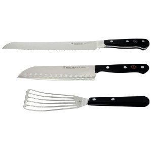 Wusthof Classic 9" Bread Knife with Wusthof Gourmet 6½” Slotted Fish Spatula #9035092117 and Wusthof Gourmet 7" Hollow Edge Santoku Knife - 1 of 4