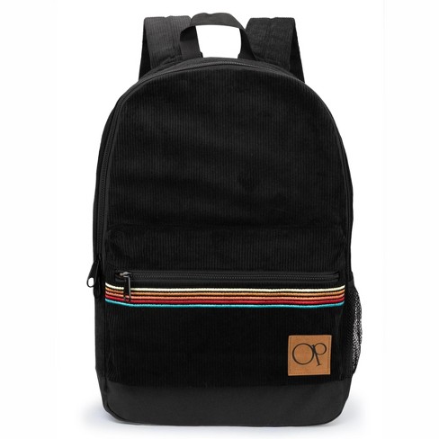 Ocean Pacific OG Corduroy Backpack for Travel Sports Beach Work Casual Daypack for Men Women Fits 15.6 Inch Laptop Black