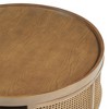 37'' Wooden Coffee Table, Mid-Century Modern Round Cane Coffee Table With PE Rattan Side With 2-Tier Storage, Side Table For Living Room - 2 of 4