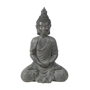 LuxenHome 21.75" Gray MgO Meditating Buddha Garden Statue - 1 of 4