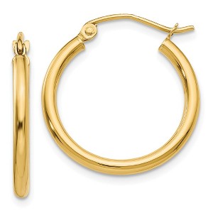 Black Bow Jewelry 2mm, 14k Yellow Gold Classic Round Hoop Earrings, 20mm (3/4 Inch) - 1 of 4