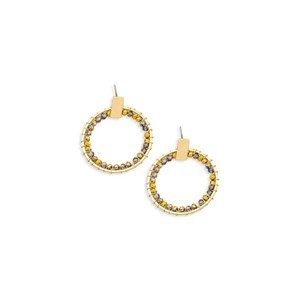 Slickblue Women's Earrings, Round Glass Bead Detail, Boho Festival Accessory, Push Back, Gold Tone, 1.5" - 1 of 4