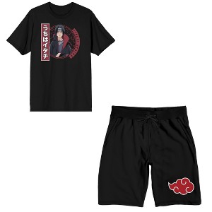 Naruto Itachi Uchiha Men's Short Sleeve Shirt & Sleep Shorts Set - 1 of 4